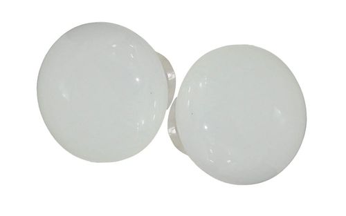 Poignée double ROND D.50 porcelaine blanc/nickelé brillant